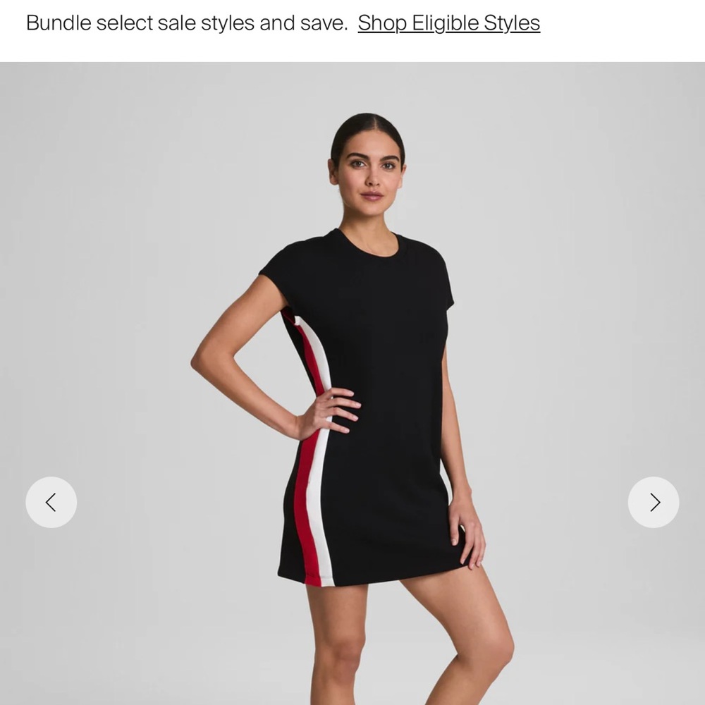 SPANX Black Mini Dress with Red and White Stripes